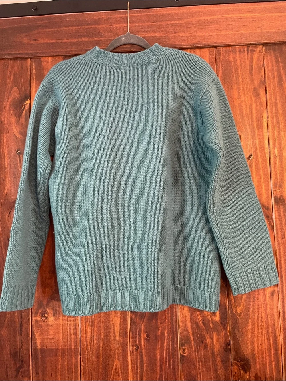 Vintage J. Crew Men's V-Neck Sweater in Teal 100% Wool